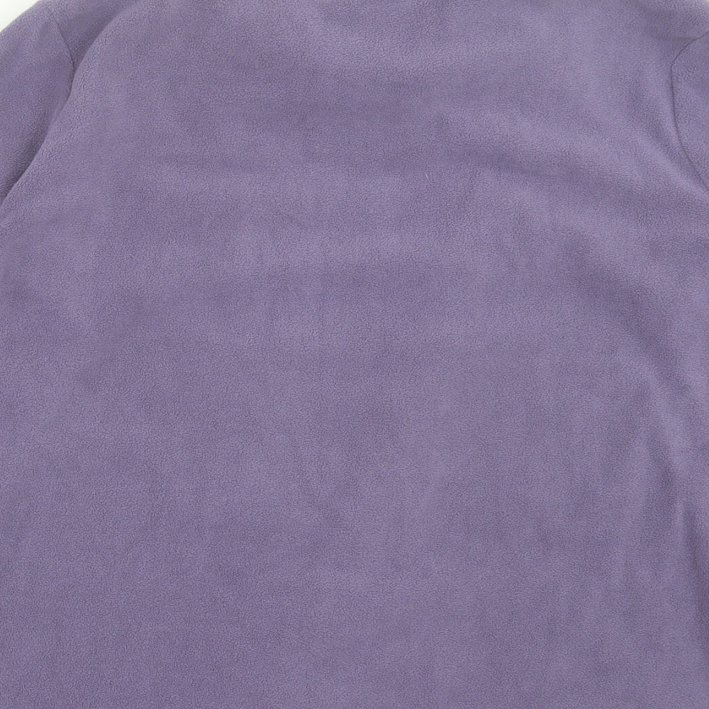 Cotton Traders Womens Purple Polyester Basic Button-Up Size 16 Roll Neck