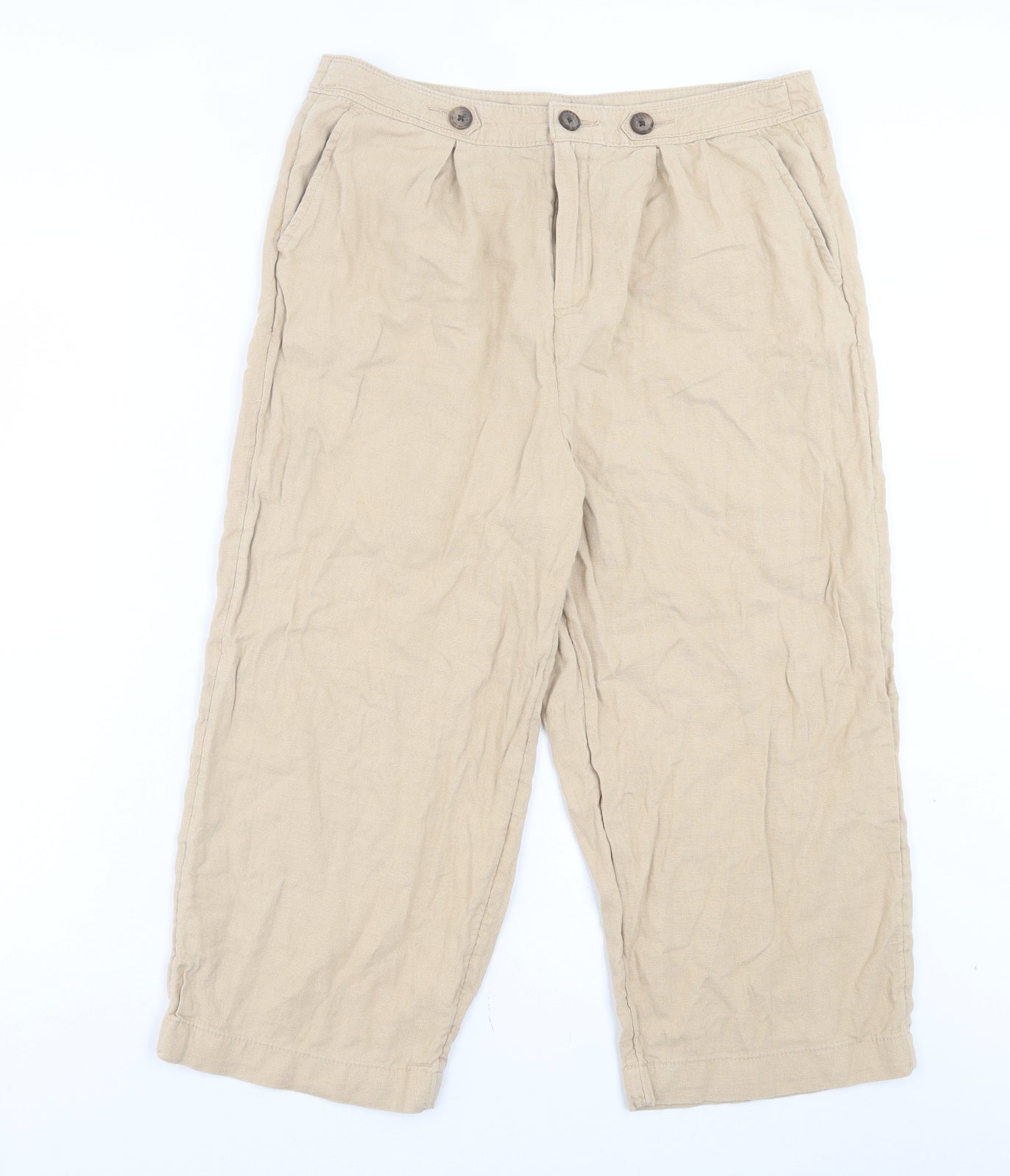 TU Womens Beige Linen Bermuda Shorts Size 14 L20 in Regular Button