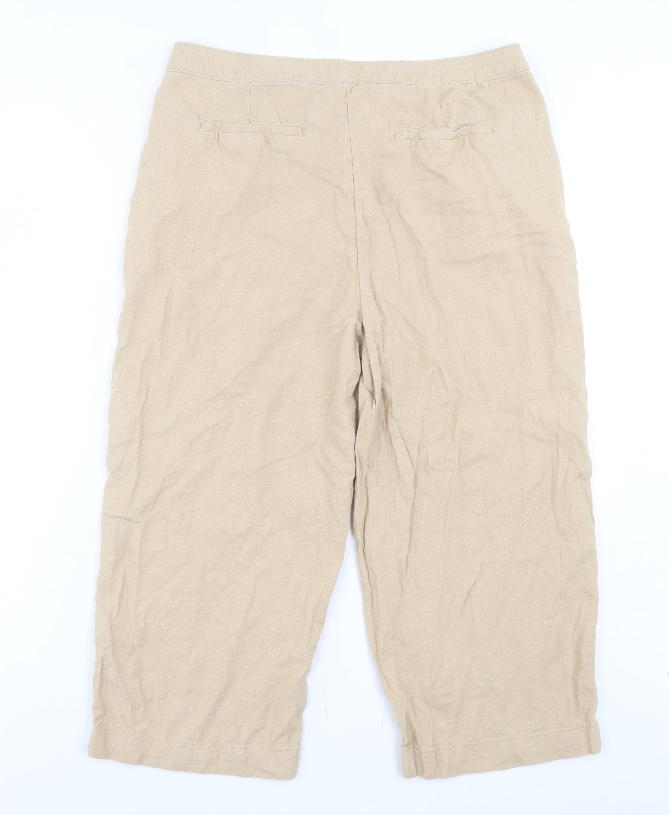 TU Womens Beige Linen Bermuda Shorts Size 14 L20 in Regular Button