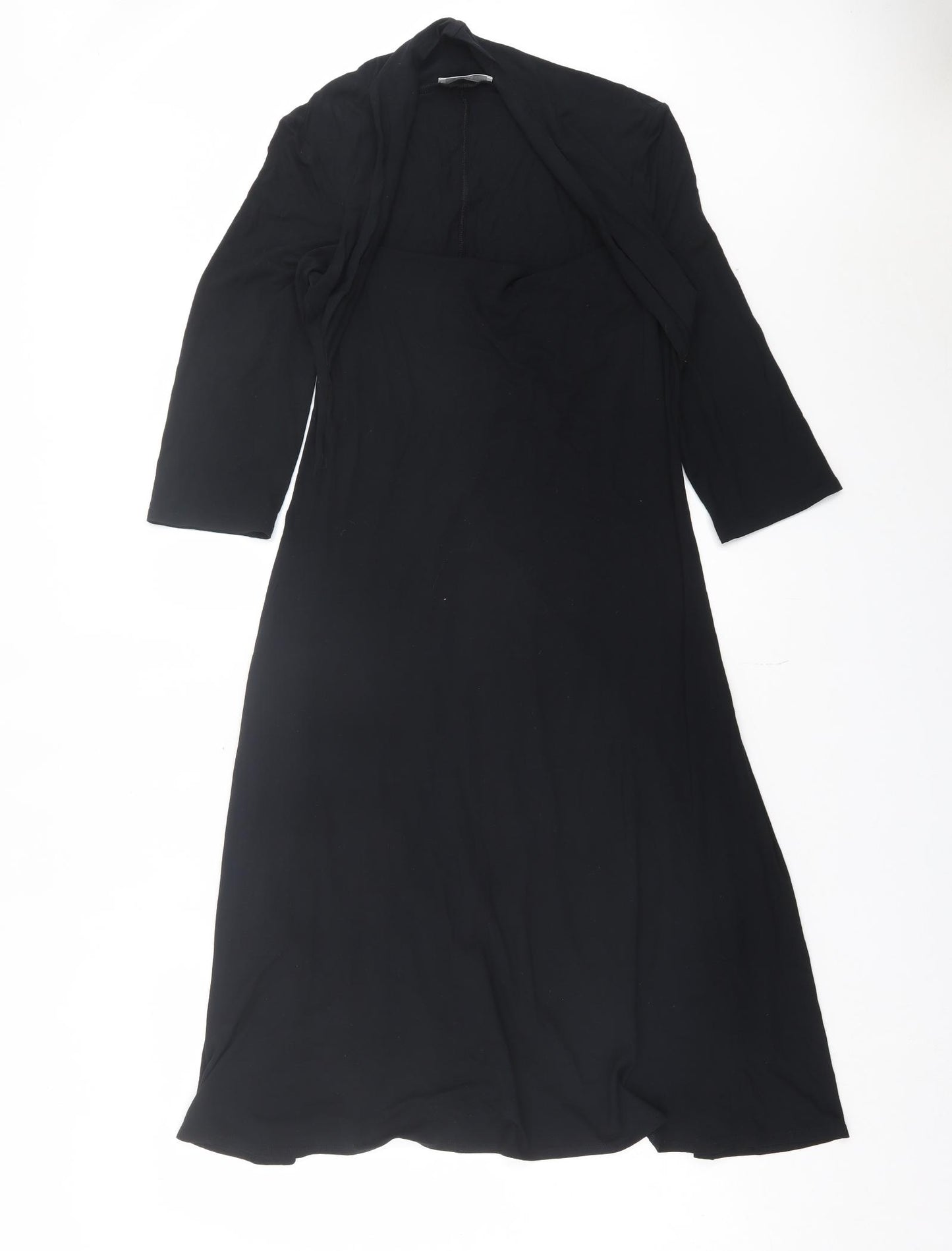 Marks and Spencer Womens Black Viscose A-Line Size 14 Square Neck Pullover