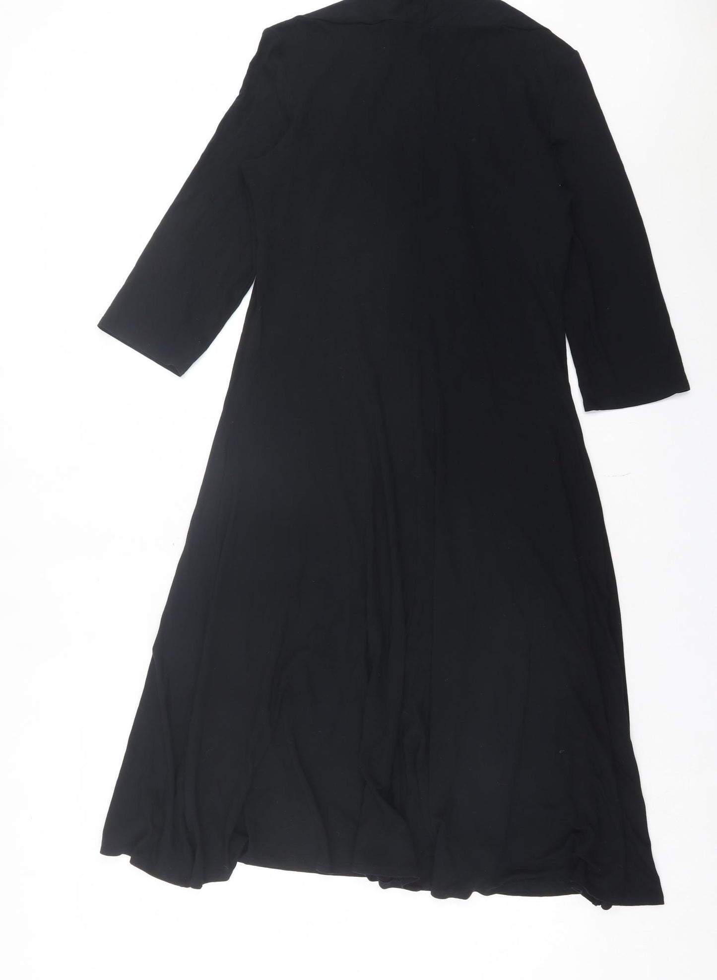 Marks and Spencer Womens Black Viscose A-Line Size 14 Square Neck Pullover
