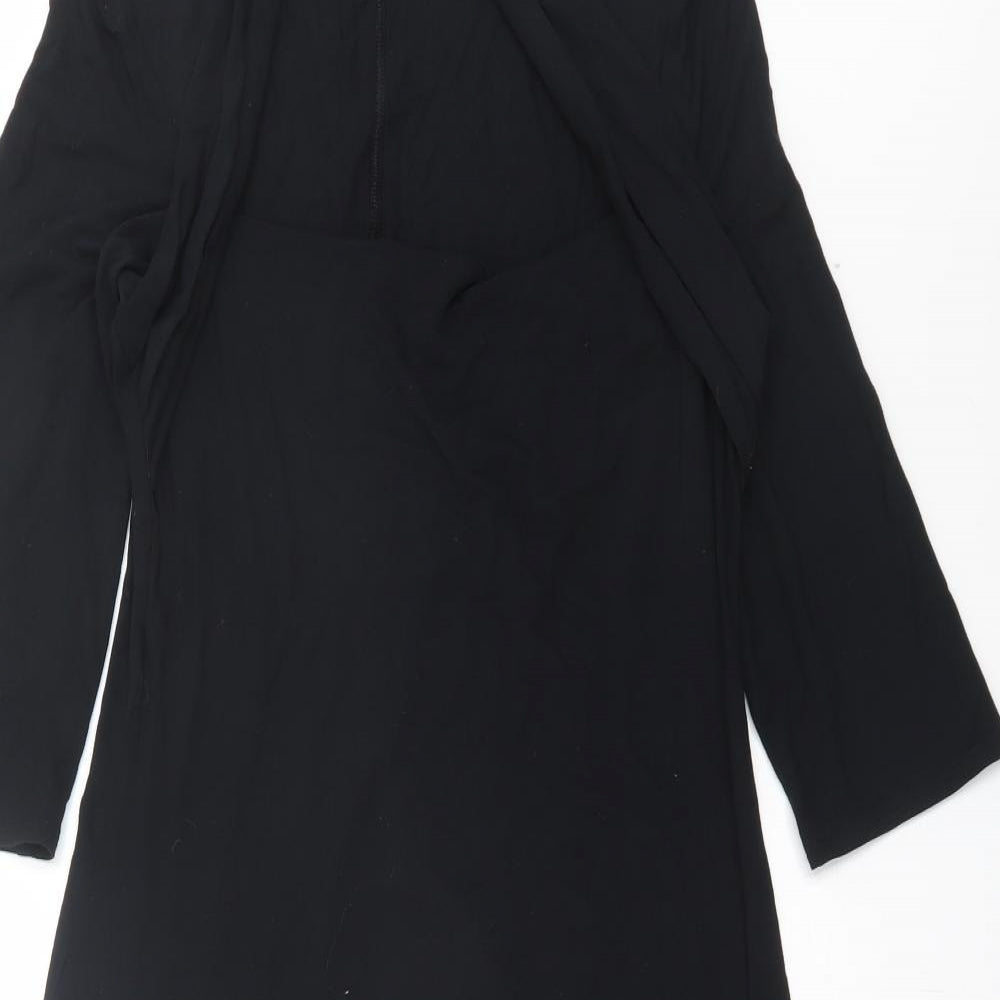 Marks and Spencer Womens Black Viscose A-Line Size 14 Square Neck Pullover