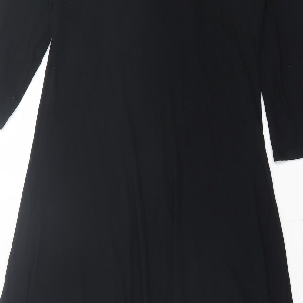 Marks and Spencer Womens Black Viscose A-Line Size 14 Square Neck Pullover