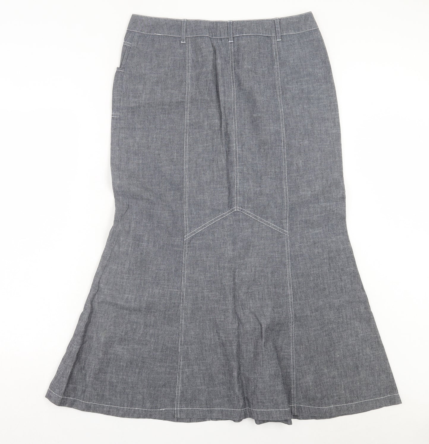 Steilmann Womens Grey Cotton A-Line Skirt Size 16 Button