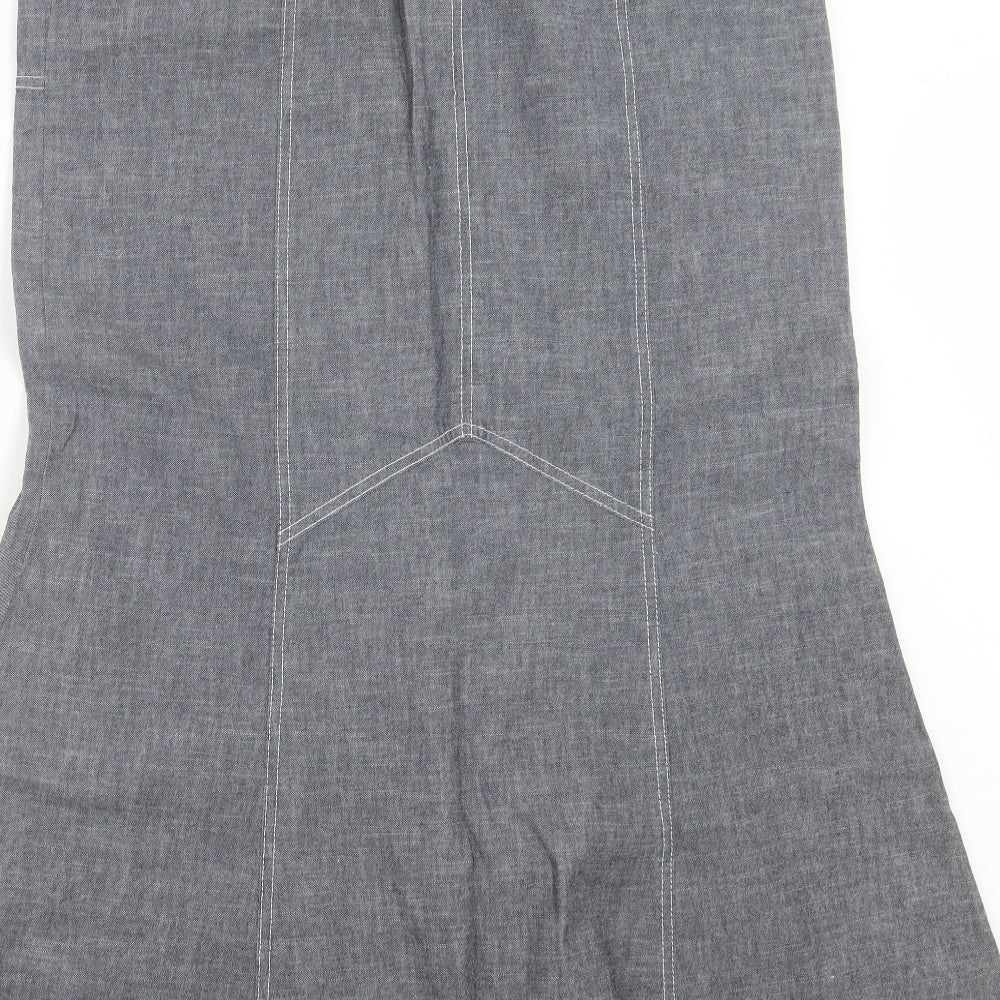 Steilmann Womens Grey Cotton A-Line Skirt Size 16 Button