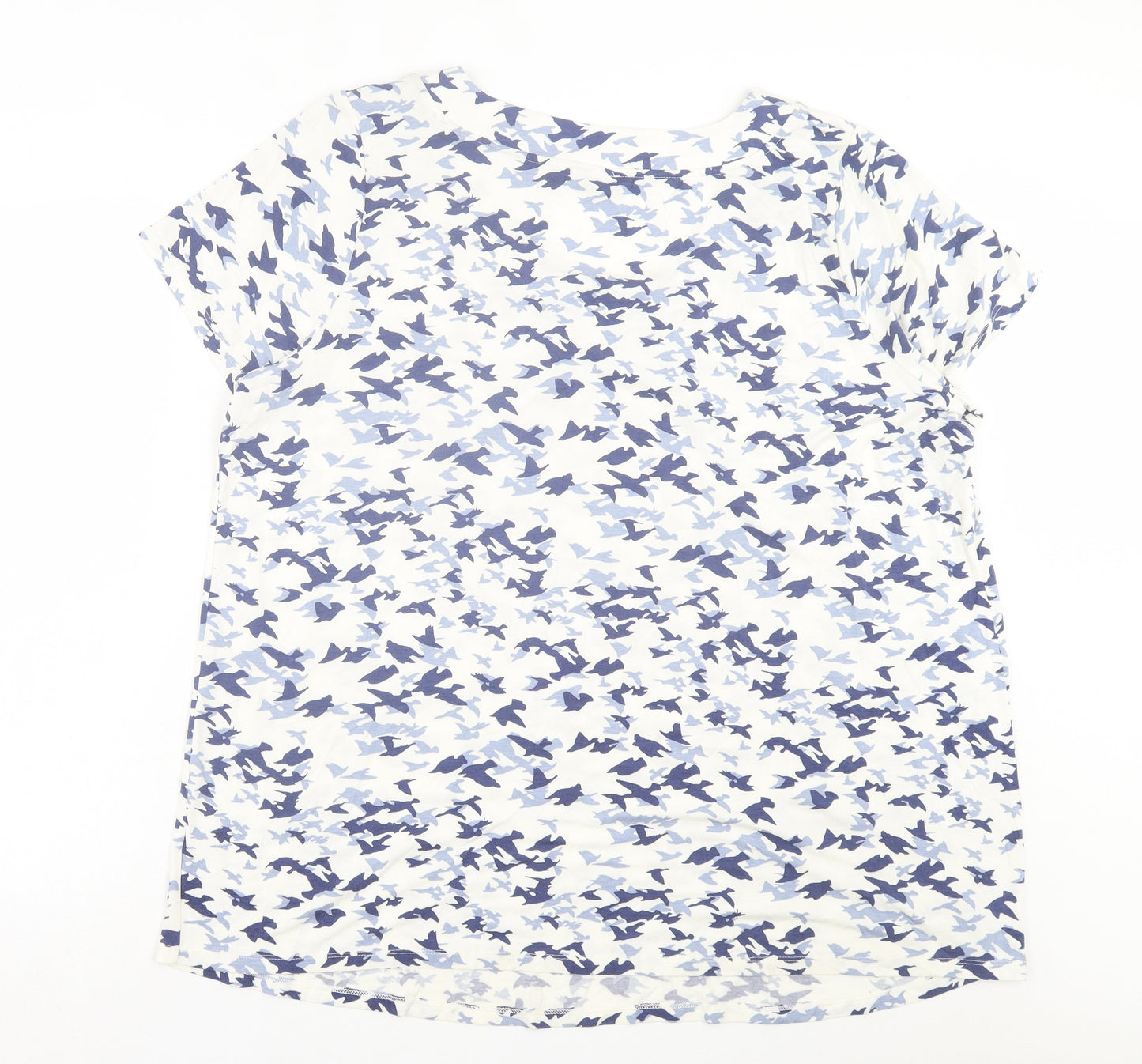 George Womens Blue Geometric Viscose Basic T-Shirt Size 22 Scoop Neck