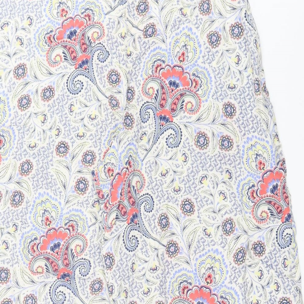 F&F Womens Multicoloured Paisley Viscose Trousers Size 14 L30 in Regular Zip