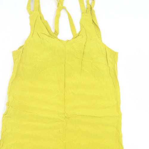 Papaya Womens Yellow Viscose A-Line Size 14 V-Neck Pullover - Cross Back