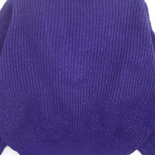 TESCO Womens Purple V-Neck Acrylic Pullover Jumper Size 18