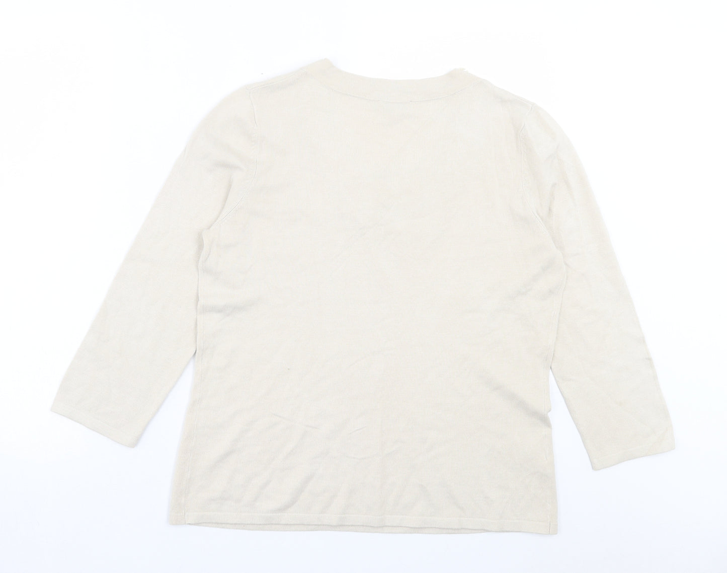 CC Womens Beige Boat Neck Viscose Pullover Jumper Size M