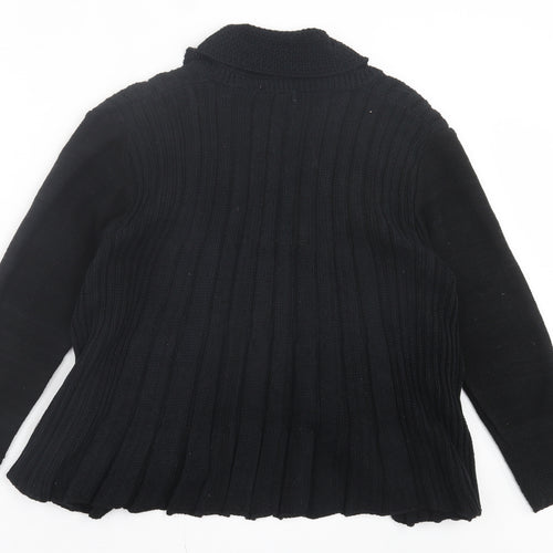 Glimpse Womens Black V-Neck Acrylic Cardigan Jumper Size M