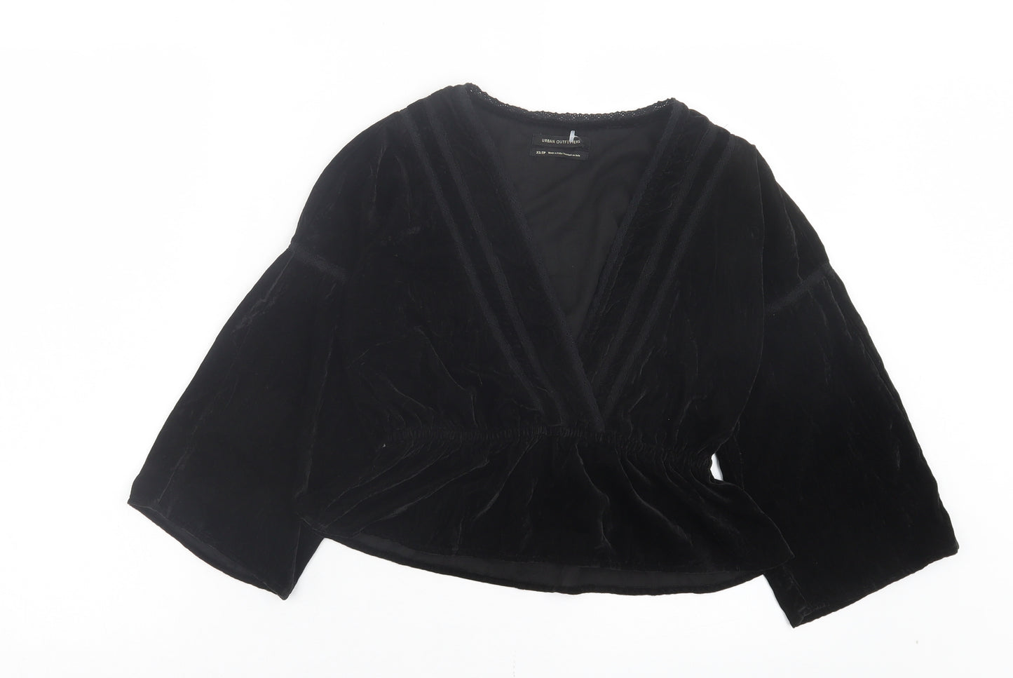 Urban Outfitters Womens Black Polyester Basic Blouse Size XS V-Neck