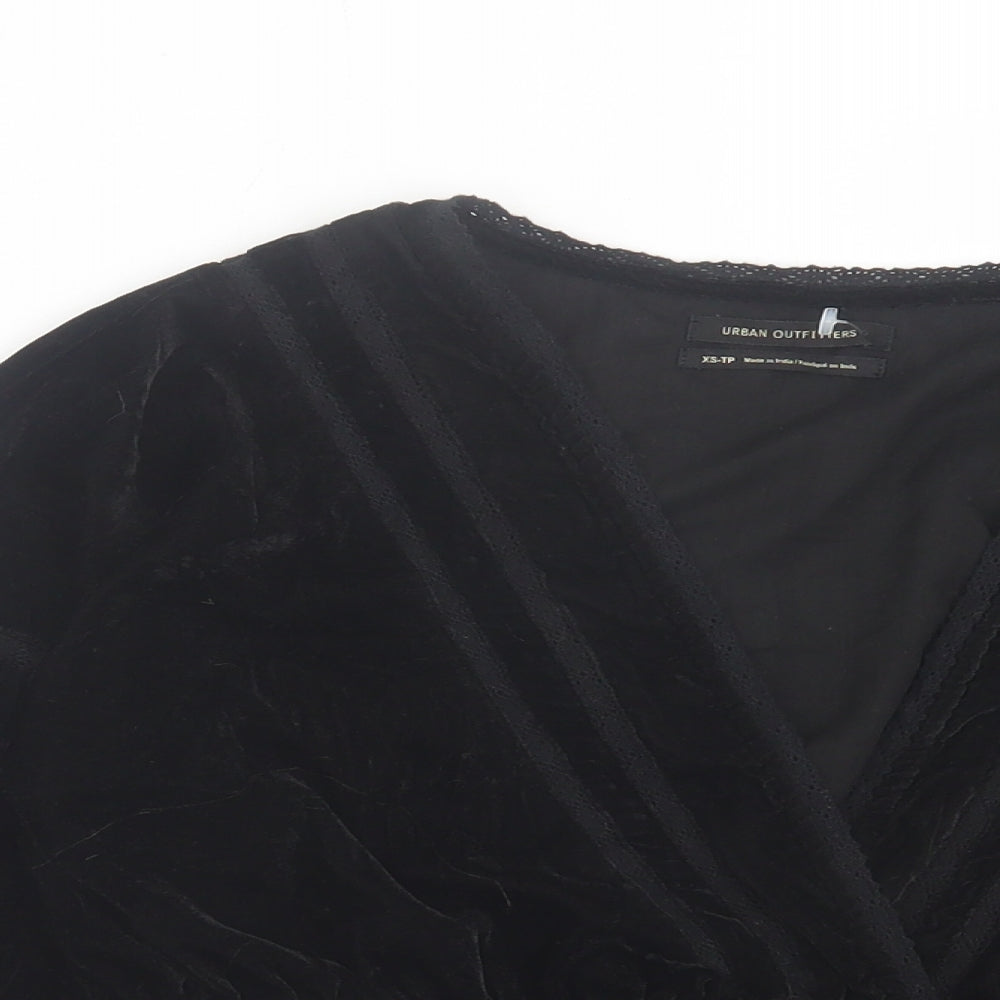 Urban Outfitters Womens Black Polyester Basic Blouse Size XS V-Neck
