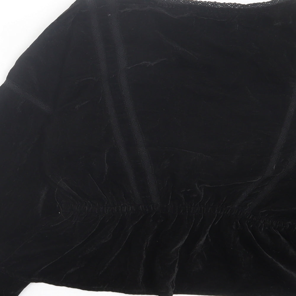 Urban Outfitters Womens Black Polyester Basic Blouse Size XS V-Neck
