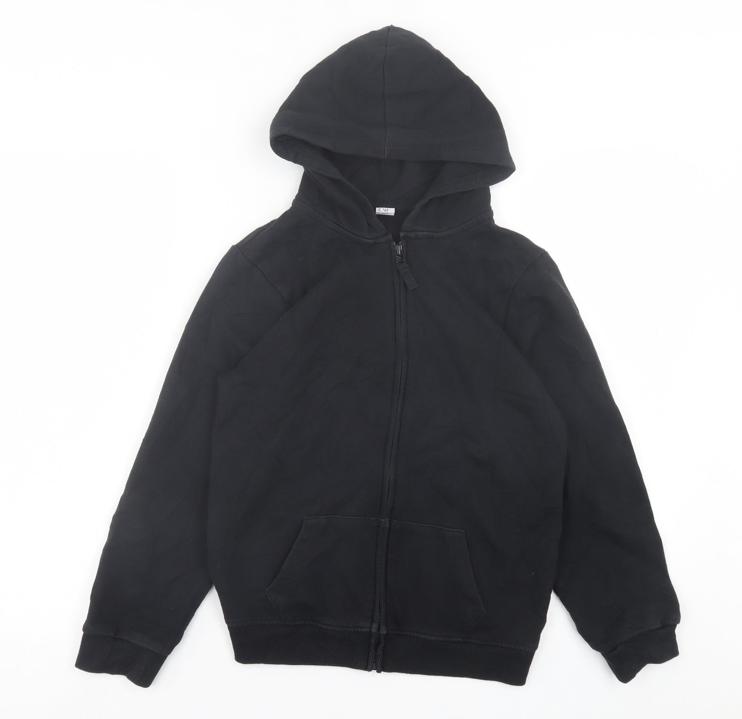 TU Boys Black Cotton Full Zip Hoodie Size 10 Years Zip