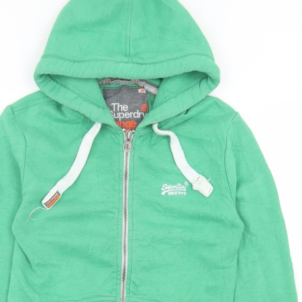 Superdry Mens Green Cotton Full Zip Hoodie Size S