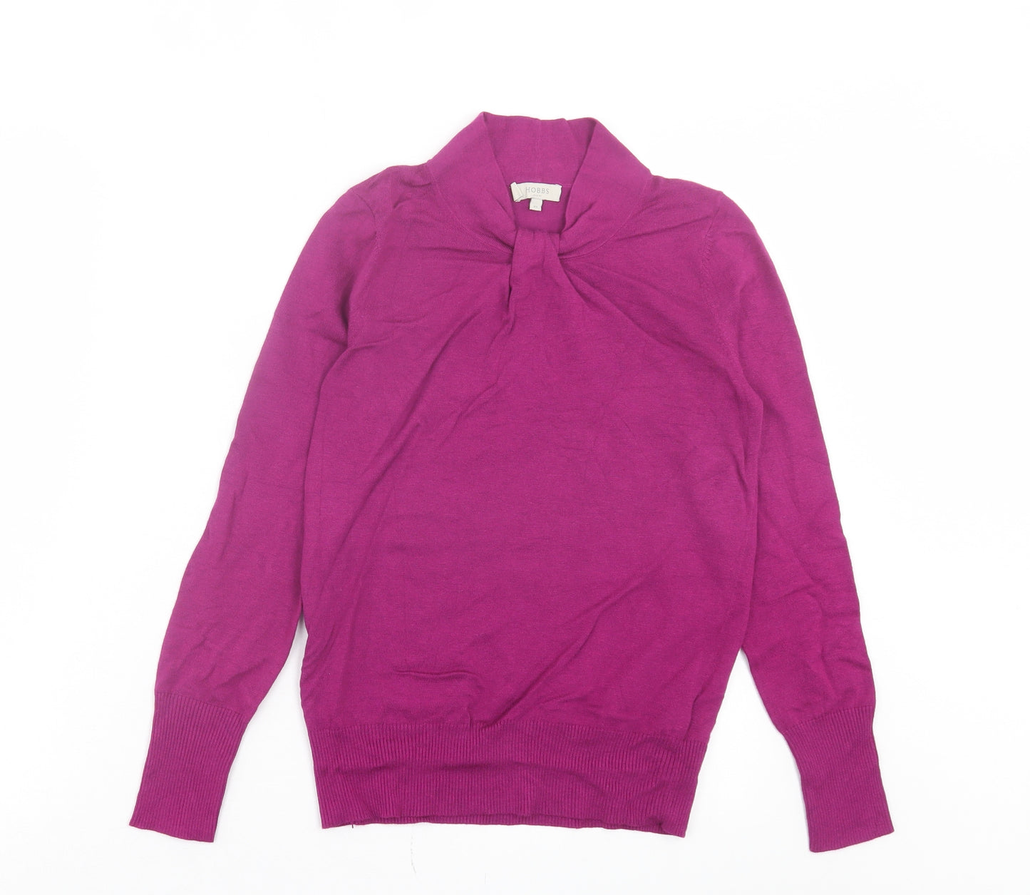 Hobbs Womens Purple High Neck Viscose Pullover Jumper Size XS - Twist Front