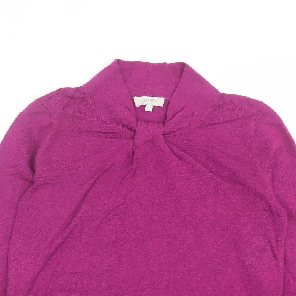 Hobbs Womens Purple High Neck Viscose Pullover Jumper Size XS - Twist Front