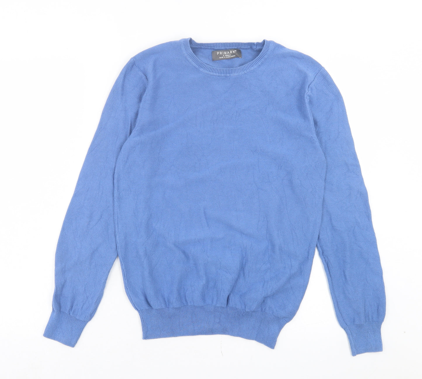 Primark Mens Blue Crew Neck Cotton Pullover Jumper Size XS