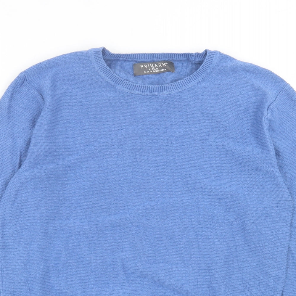 Primark Mens Blue Crew Neck Cotton Pullover Jumper Size XS