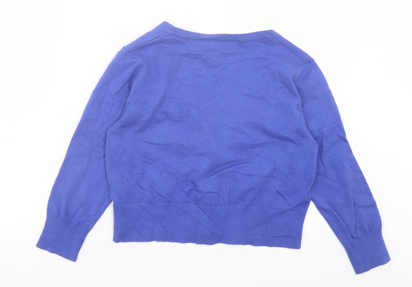 TU Womens Blue V-Neck Cotton Cardigan Jumper Size 12