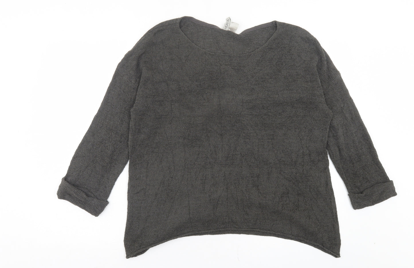 H&M Womens Grey Boat Neck Acrylic Pullover Jumper Size S