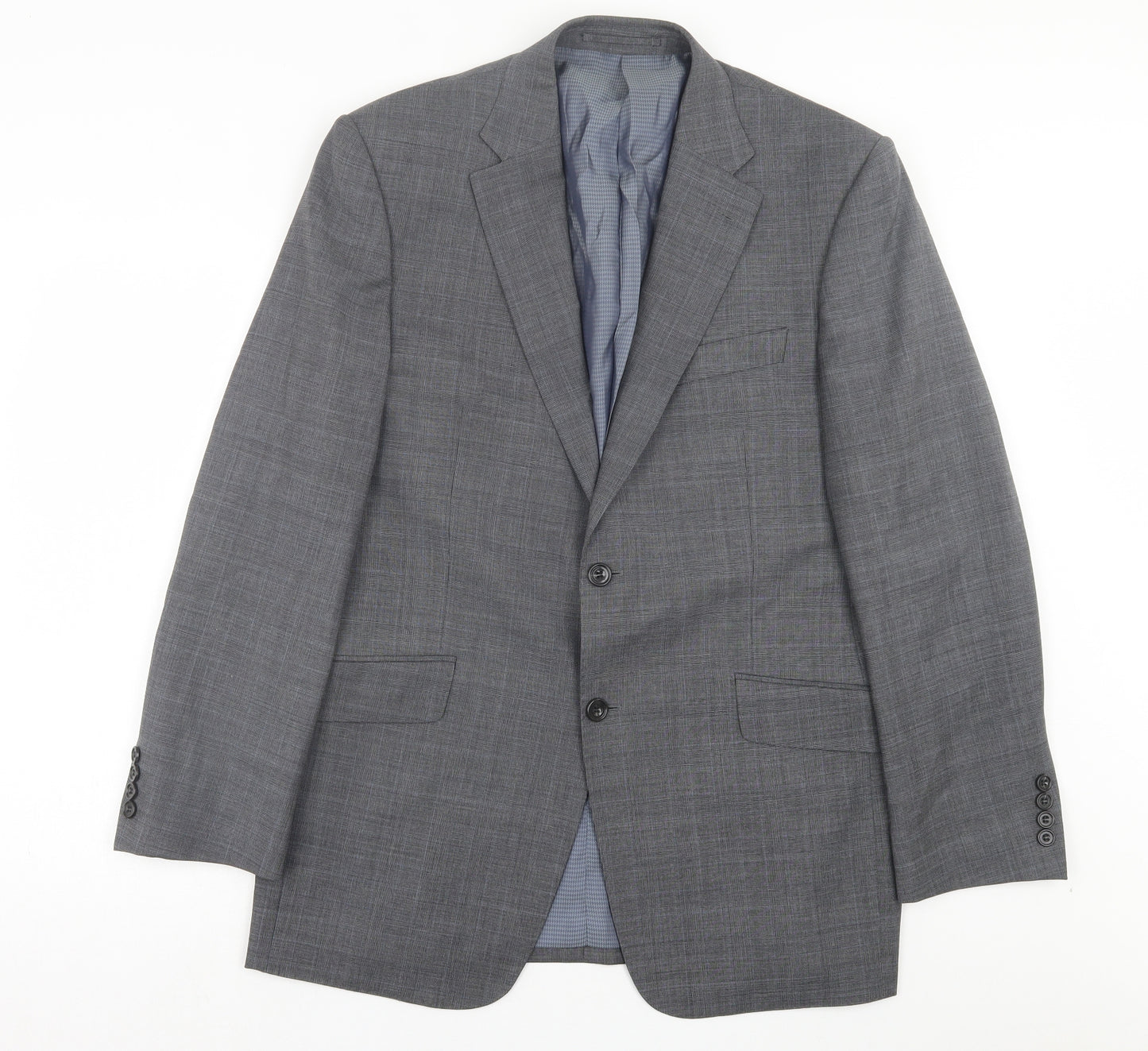 Marks and Spencer Mens Grey Plaid Wool Jacket Suit Jacket Size 40
