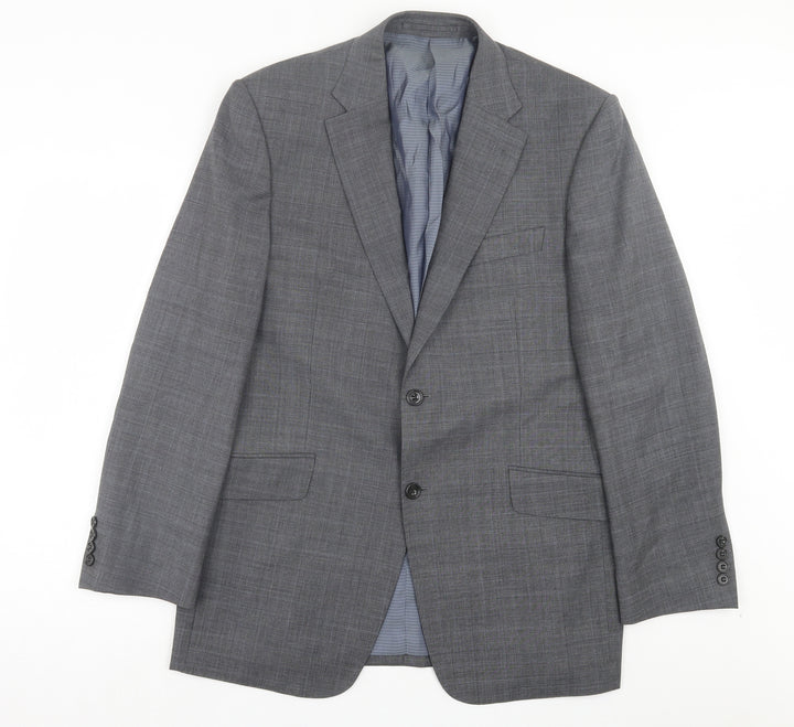 Marks and Spencer Mens Grey Plaid Wool Jacket Suit Jacket Size 40