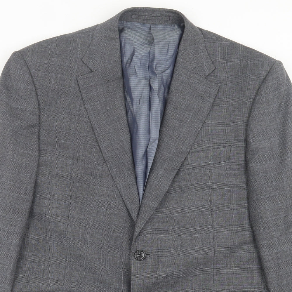 Marks and Spencer Mens Grey Plaid Wool Jacket Suit Jacket Size 40