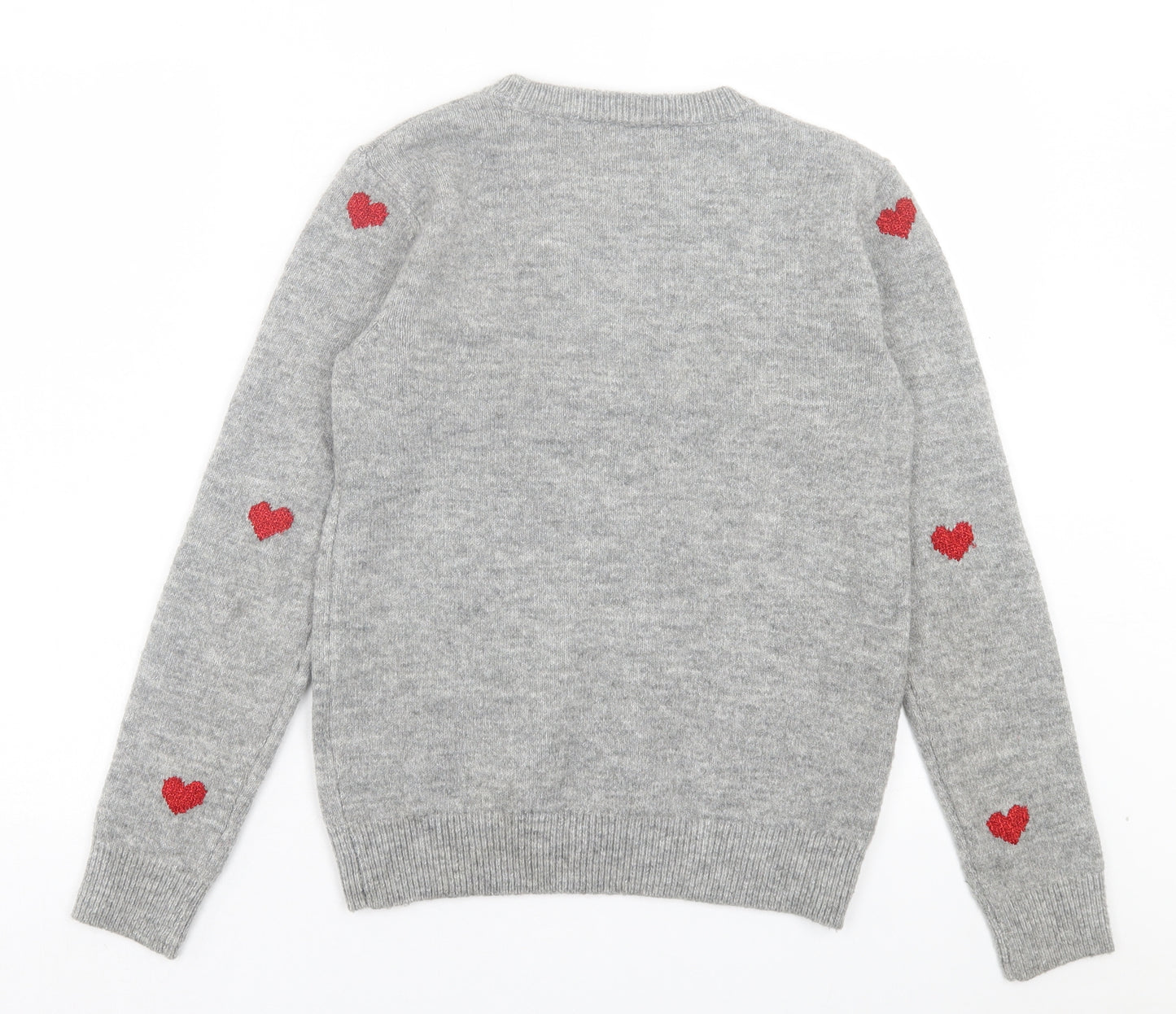 TU Womens Grey Crew Neck Geometric Acrylic Pullover Jumper Size 8 - Christmas