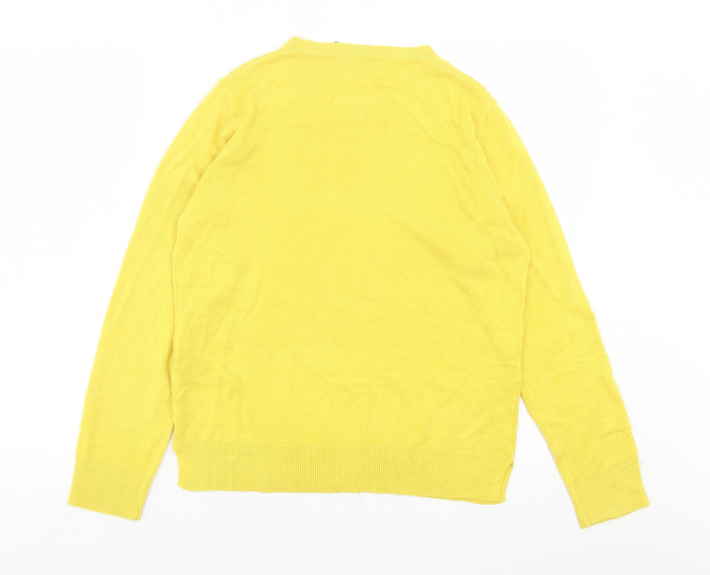 Marks and Spencer Womens Yellow Crew Neck Acrylic Pullover Jumper Size 12
