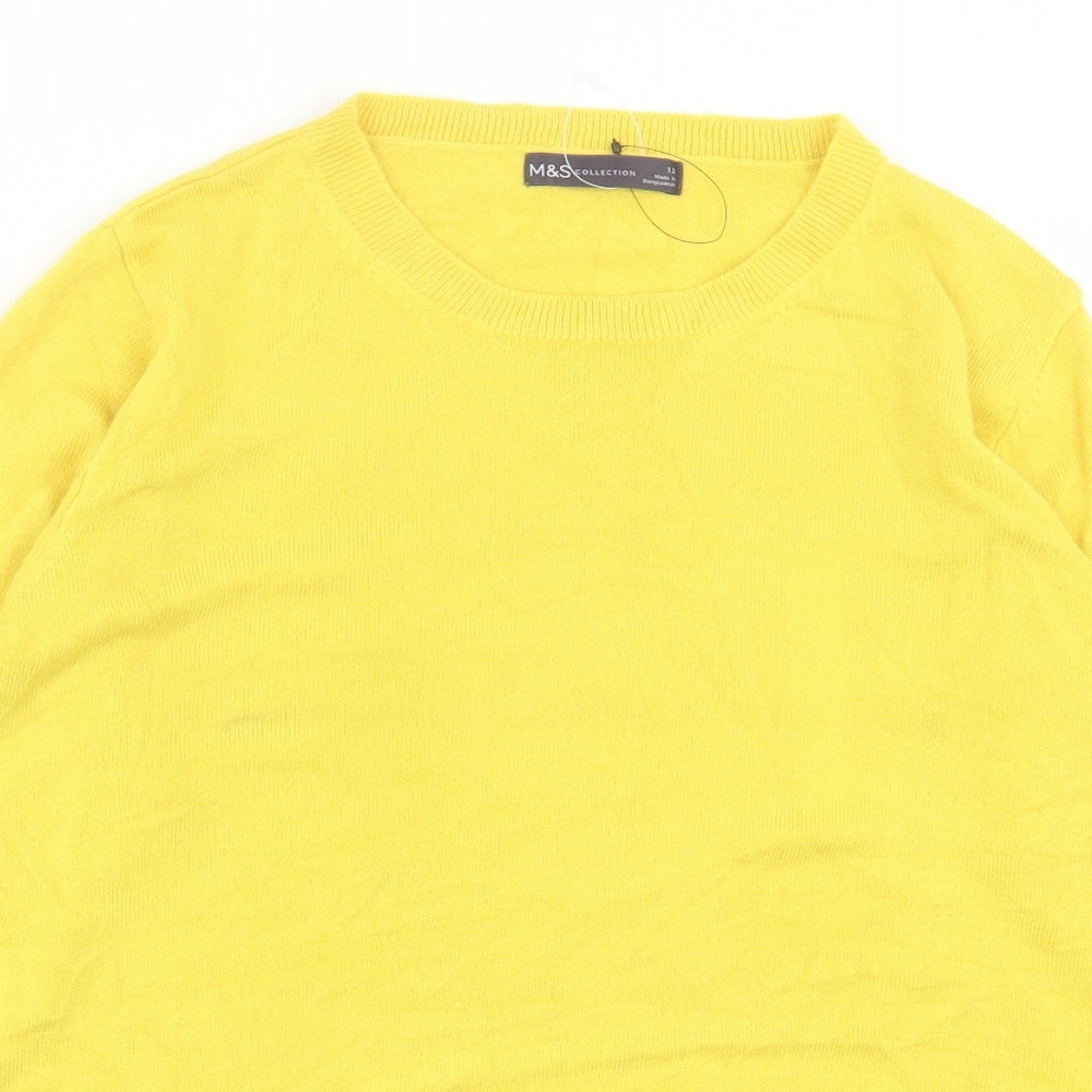 Marks and Spencer Womens Yellow Crew Neck Acrylic Pullover Jumper Size 12
