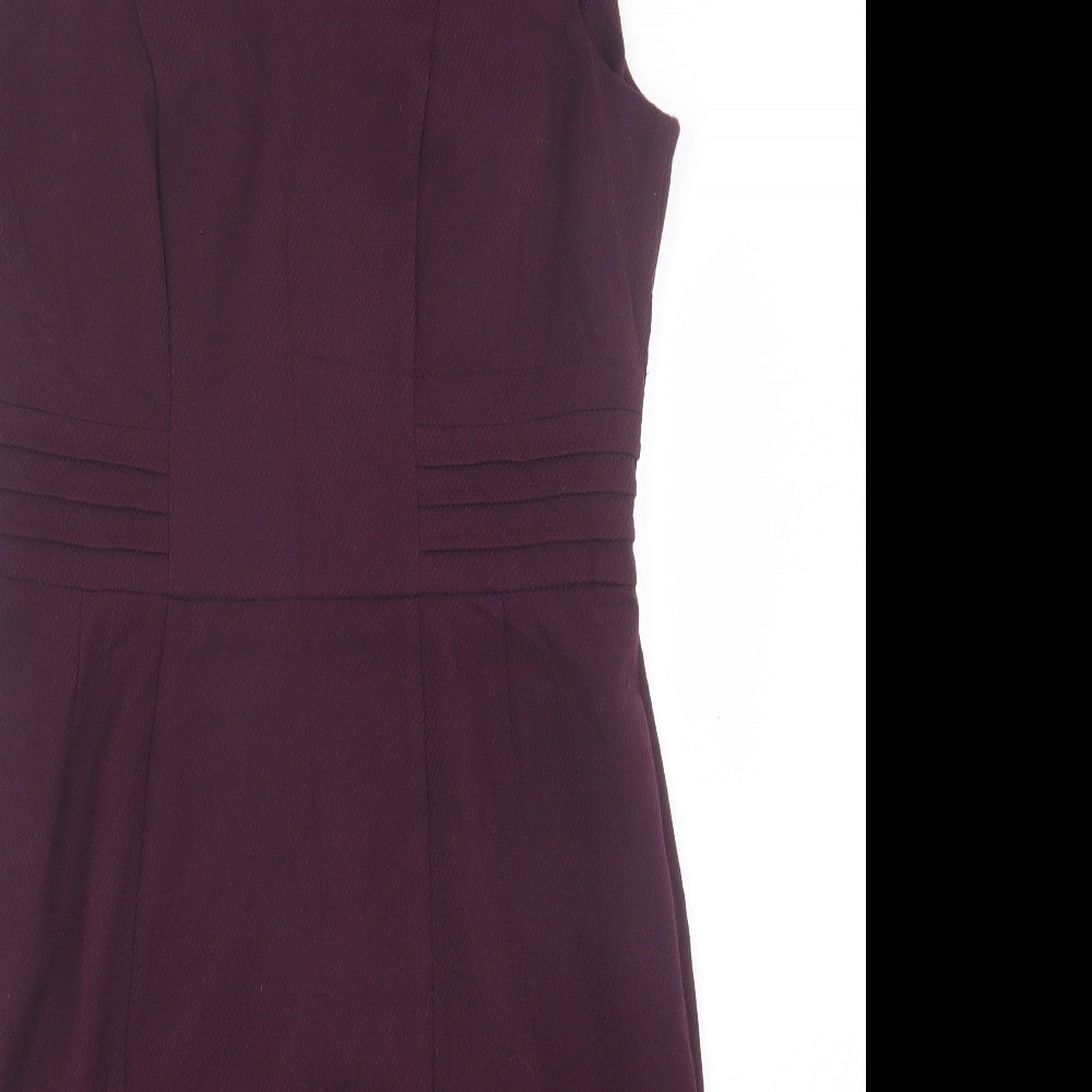 BHS Womens Purple Polyester Shift Size 14 Sweetheart Zip