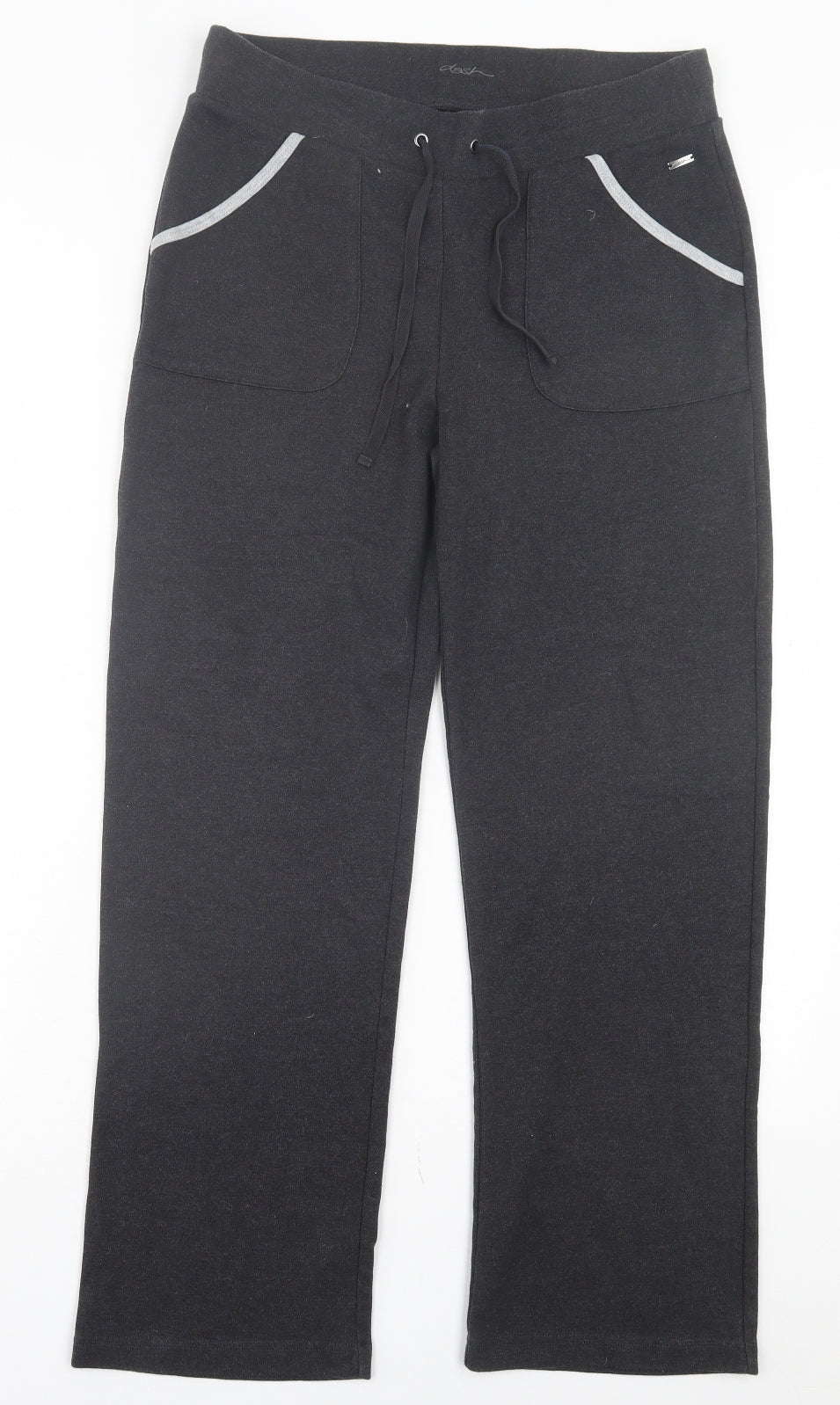 DASH Womens Grey Cotton Sweatpants Trousers Size 12 L28 in Regular Drawstring