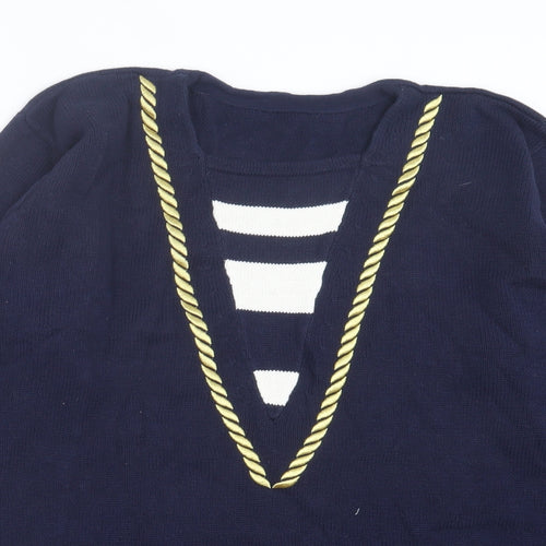 Marks and Spencer Womens Blue Square Neck Cotton Pullover Jumper Size 18