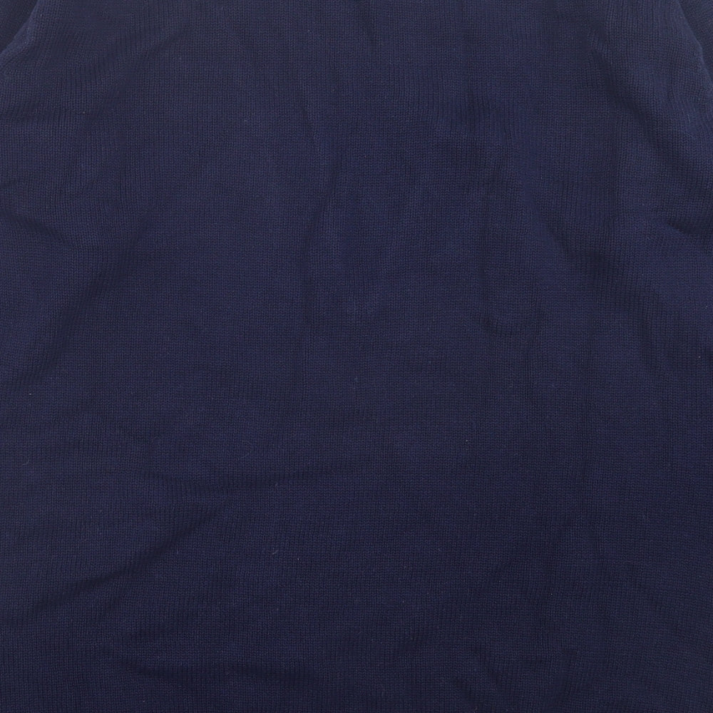 Marks and Spencer Womens Blue Square Neck Cotton Pullover Jumper Size 18