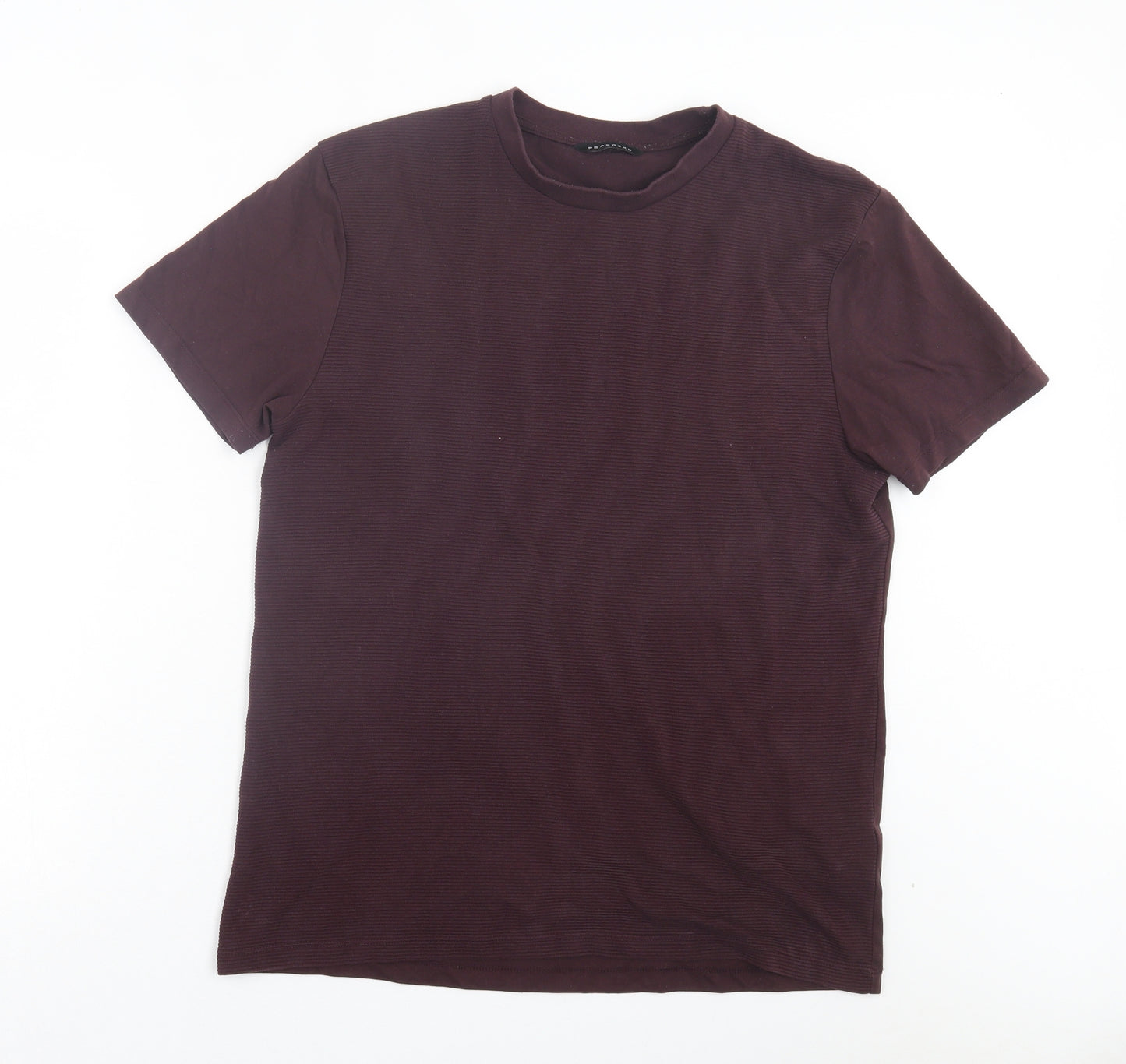 Peacocks Mens Purple Polyester T-Shirt Size L Crew Neck - Ribbed Fabric