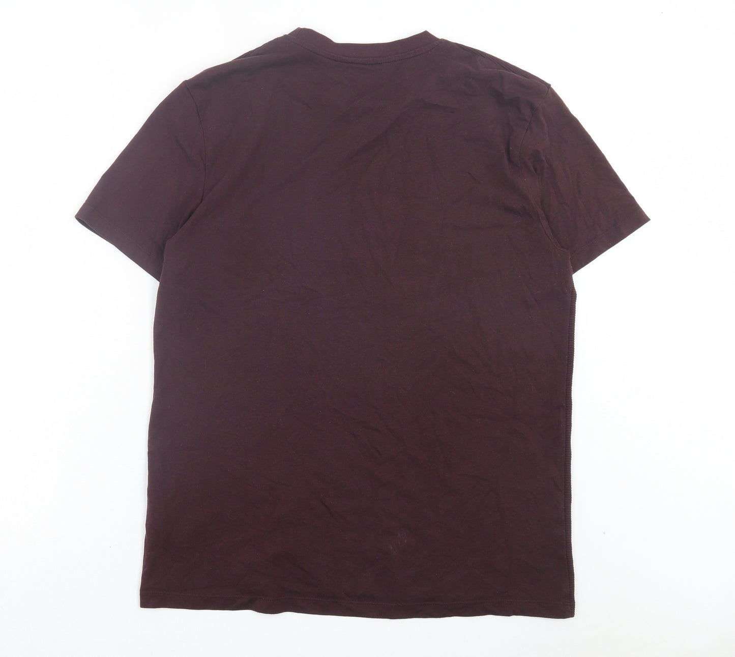 Peacocks Mens Purple Polyester T-Shirt Size L Crew Neck - Ribbed Fabric