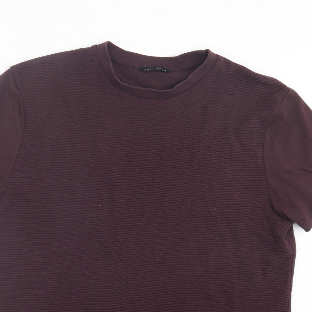 Peacocks Mens Purple Polyester T-Shirt Size L Crew Neck - Ribbed Fabric