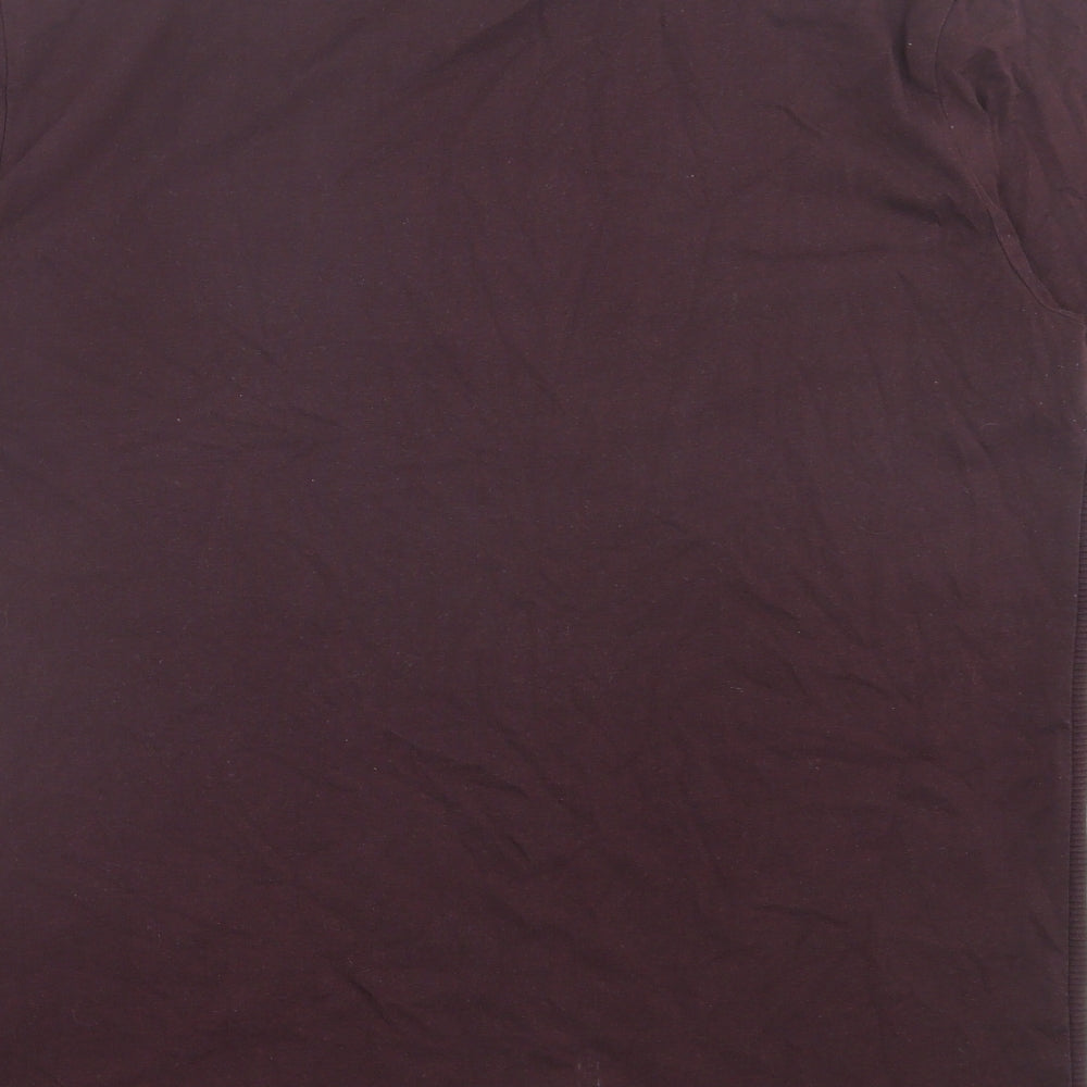Peacocks Mens Purple Polyester T-Shirt Size L Crew Neck - Ribbed Fabric