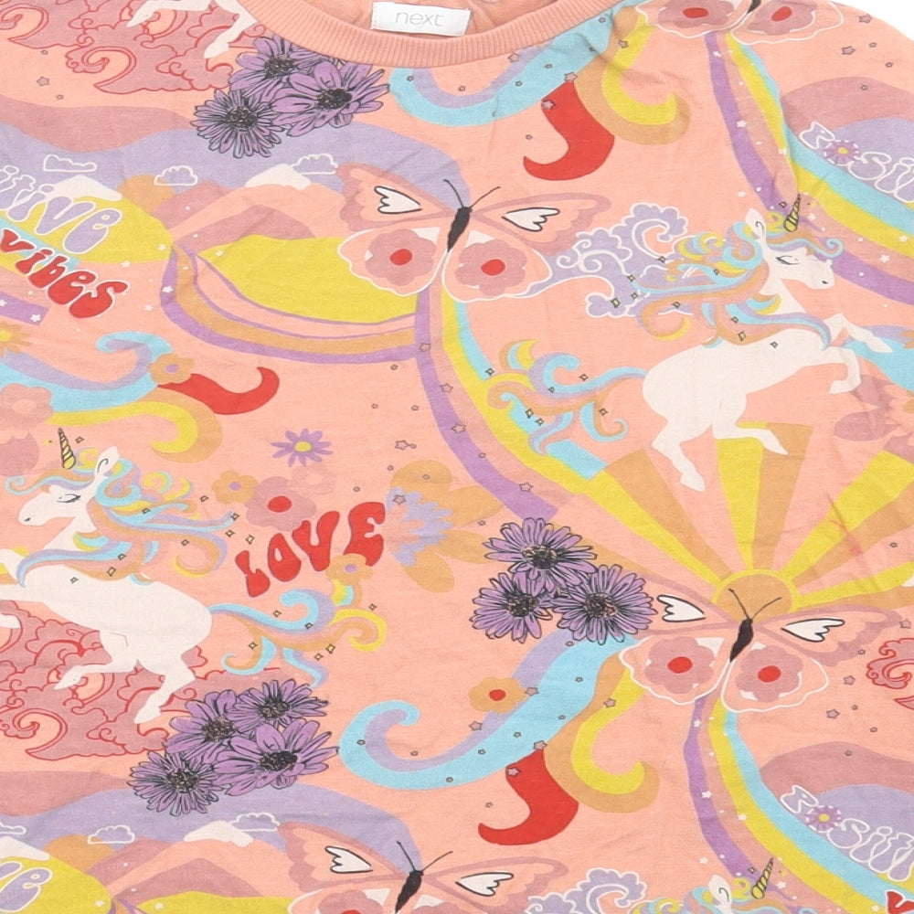 NEXT Girls Multicoloured Geometric Cotton Pullover Sweatshirt Size 8 Years Pullover - Positive Vibes