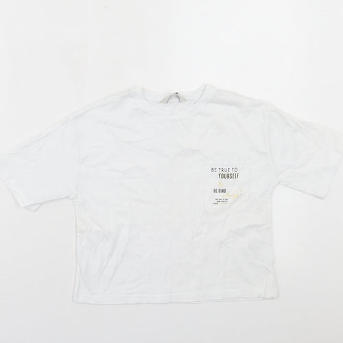 Miss Evie Girls White Cotton Basic T-Shirt Size 7-8 Years Crew Neck Pullover - Be True To Yourself