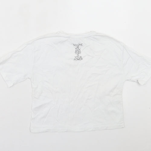 Miss Evie Girls White Cotton Basic T-Shirt Size 7-8 Years Crew Neck Pullover - Be True To Yourself