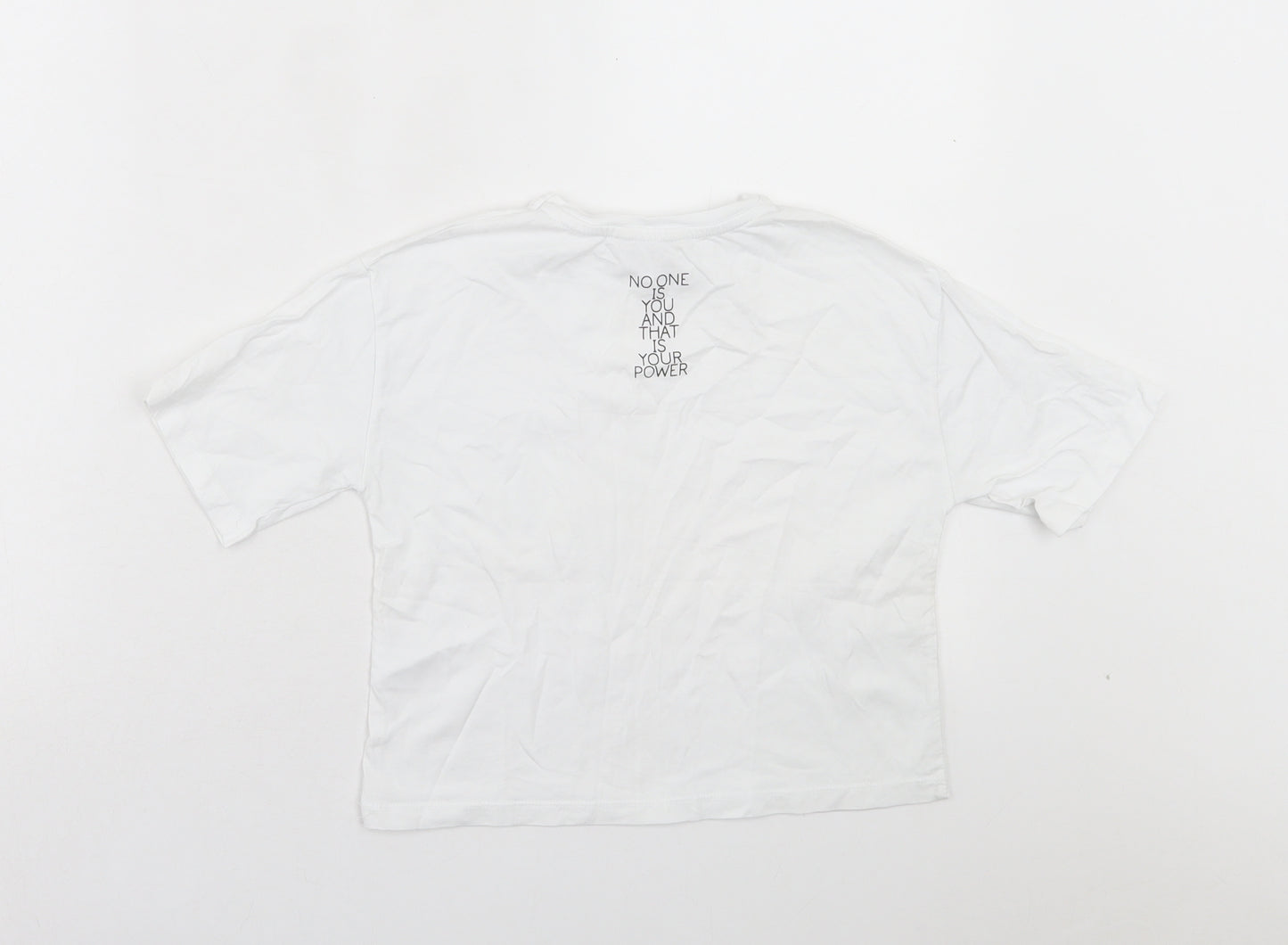 Miss Evie Girls White Cotton Basic T-Shirt Size 7-8 Years Crew Neck Pullover - Be True To Yourself