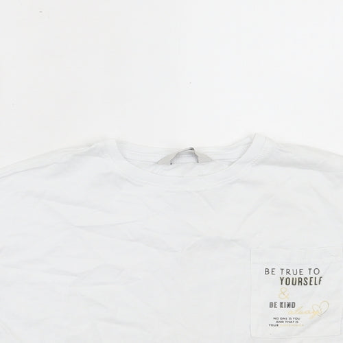 Miss Evie Girls White Cotton Basic T-Shirt Size 7-8 Years Crew Neck Pullover - Be True To Yourself