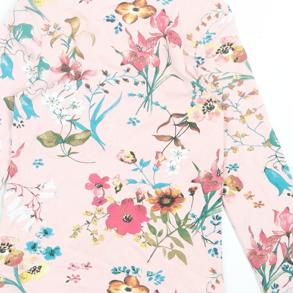 NEXT Girls Pink Floral Cotton Basic Casual Size 8 Years Crew Neck Pullover