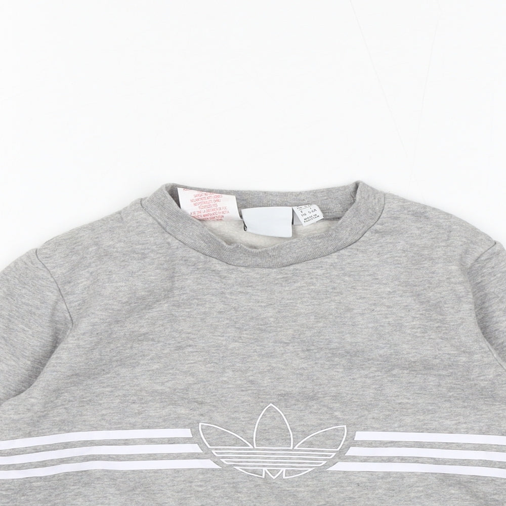 adidas Boys Grey Polyester Pullover Sweatshirt Size 5-6 Years