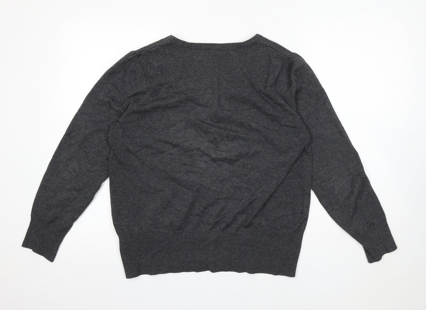 Marks and Spencer Womens Grey Round Neck Viscose Cardigan Jumper Size 16