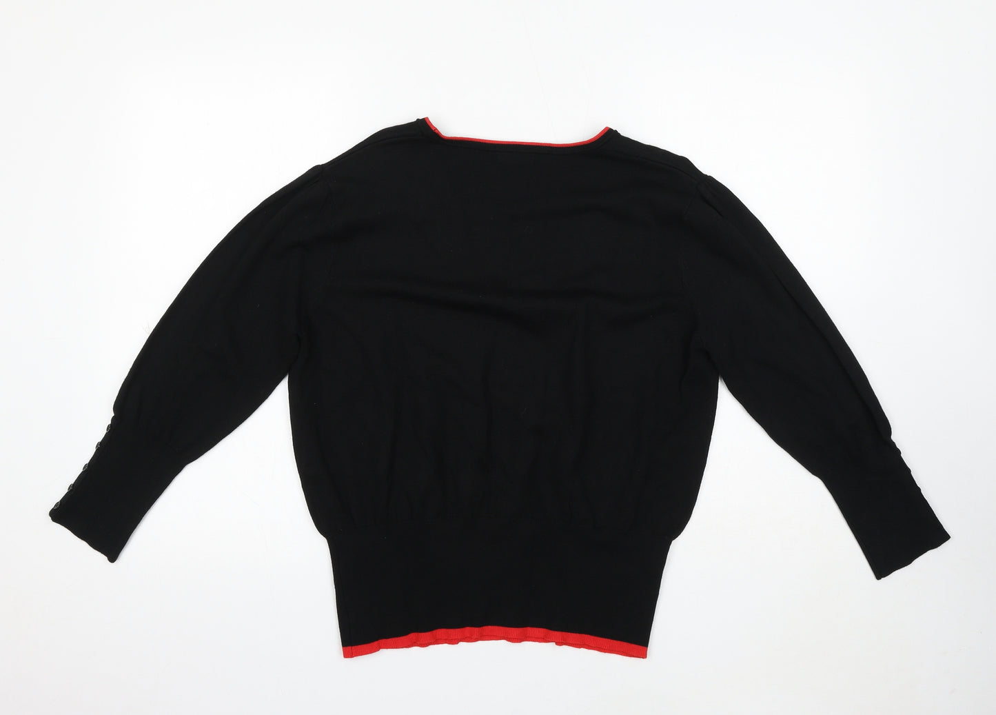 Roman Womens Black Scoop Neck Viscose Pullover Jumper Size 20