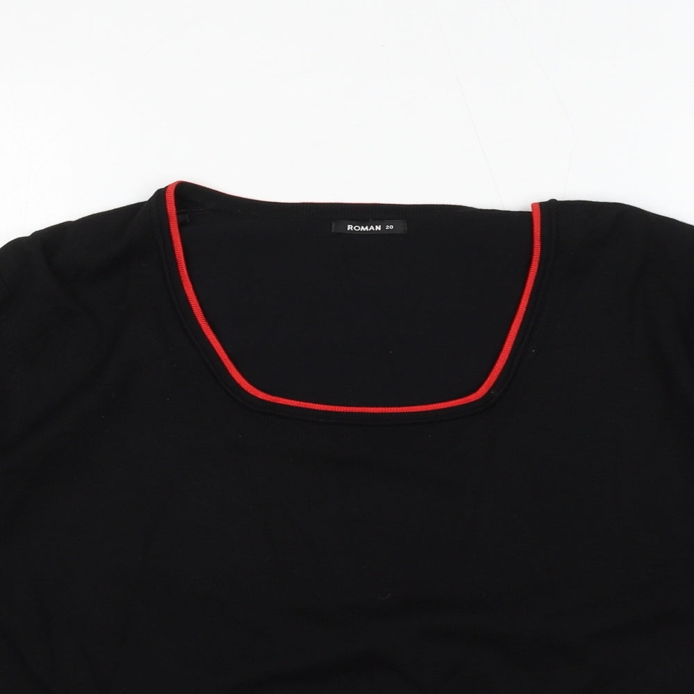 Roman Womens Black Scoop Neck Viscose Pullover Jumper Size 20